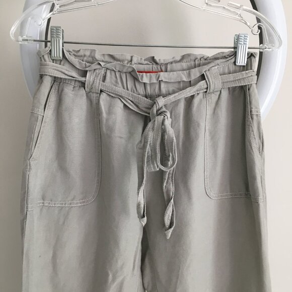 CARTONNIER Anthropologie Gray Ruffle Waist Pull On Belted Pant - Picture 4 of 12